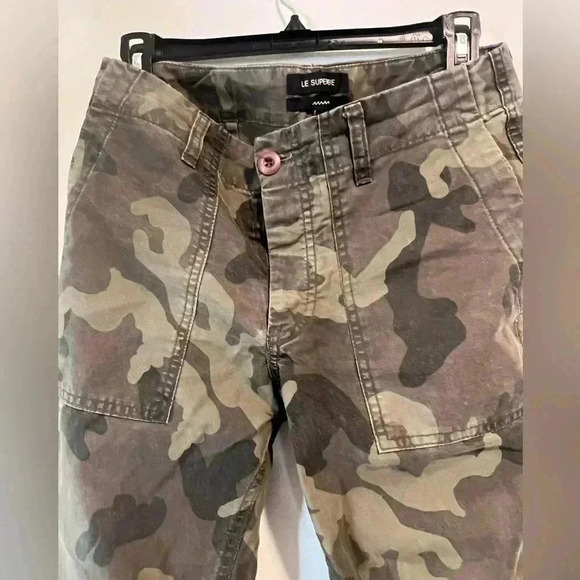 Le Superbe Pants Womens 2 Green Straight Camo Camouflage Ladies - Picture 3 of 9